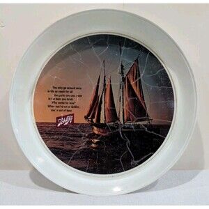 Vintage Schlitz Sailboat Beer Plastic Serving Tray 13"  RARE!